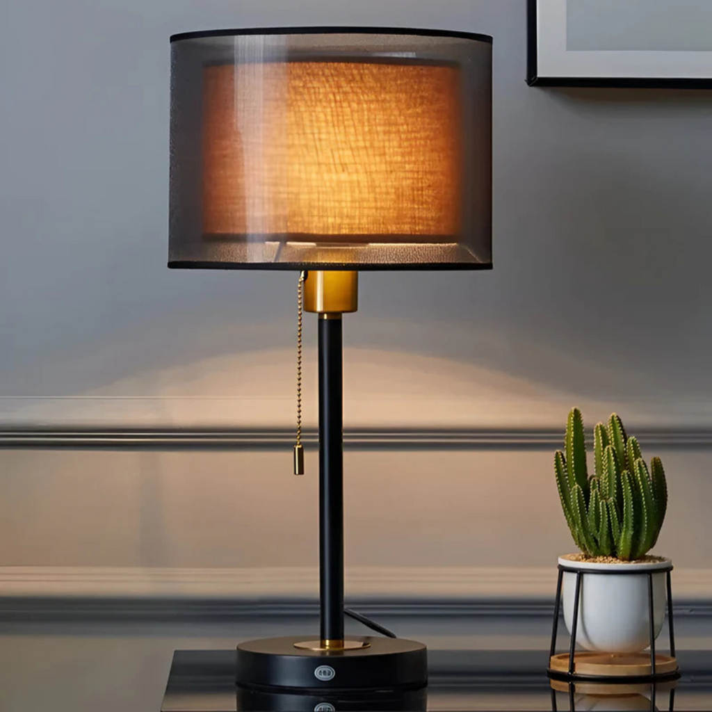 Lumis Table Lamp with Double Fabric Shade | Modern Vintage Design | Meowbutter