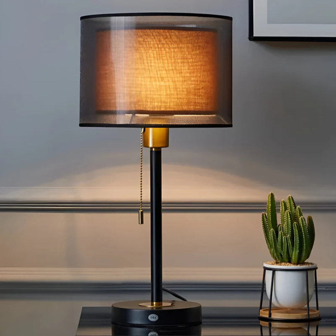 Lumis Table Lamp with Double Fabric Shade | Modern Vintage Design | Meowbutter