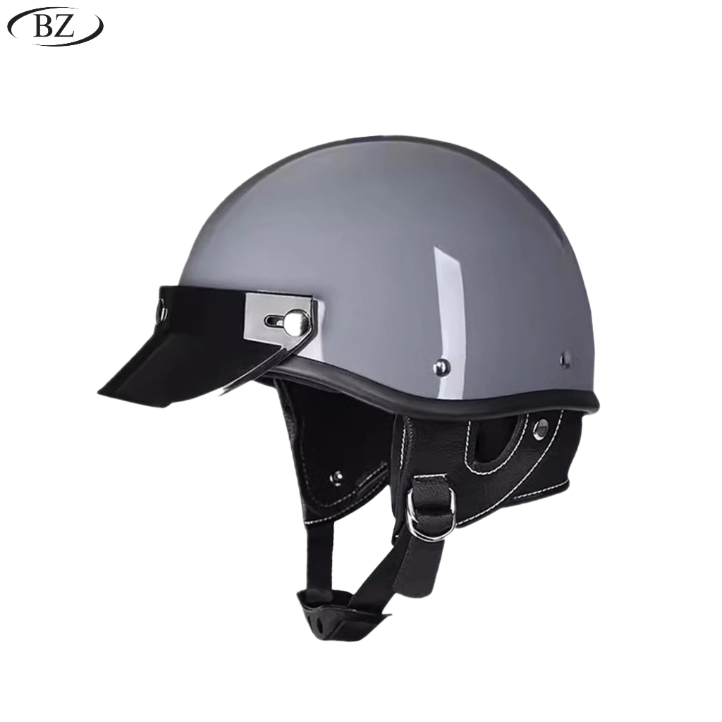 Premium Vintage Half Helmet – DOT & ECE Approved Motorcycle Helmet with Visor - Meowbutter