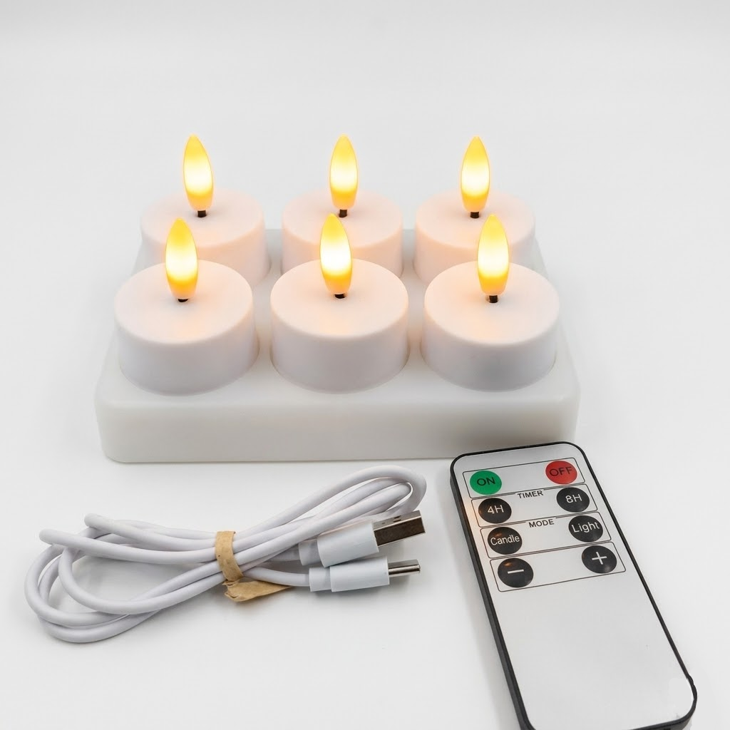LED Candles Flameless Set Remote Timer USB Rechargeable | Meowbutter