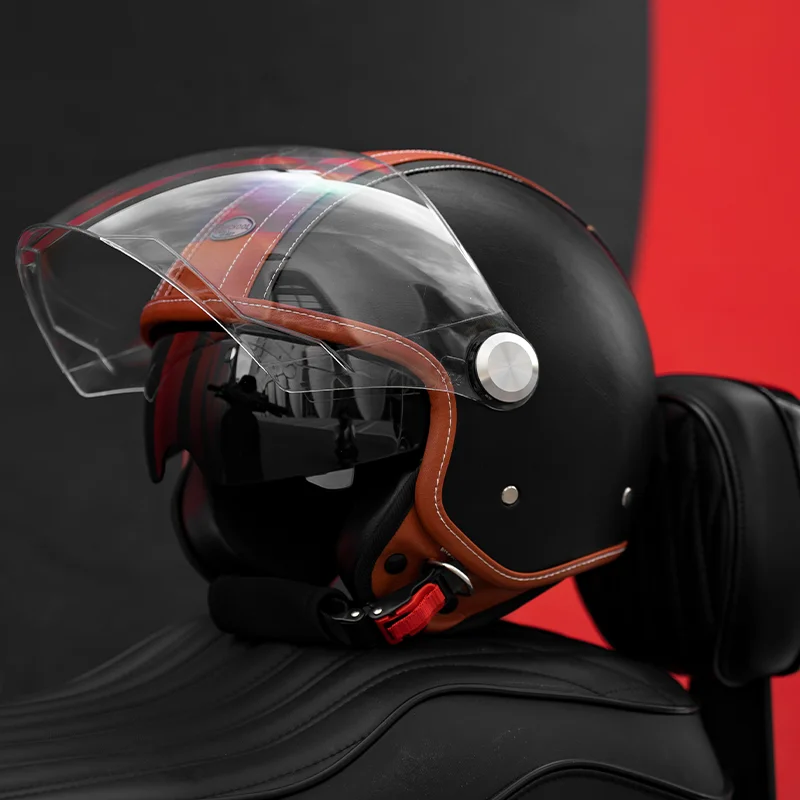 Casco Retro Jet 3/4 – Cara Abierta con Doble Visera Aprobado DOT/ECE - Meowbutter