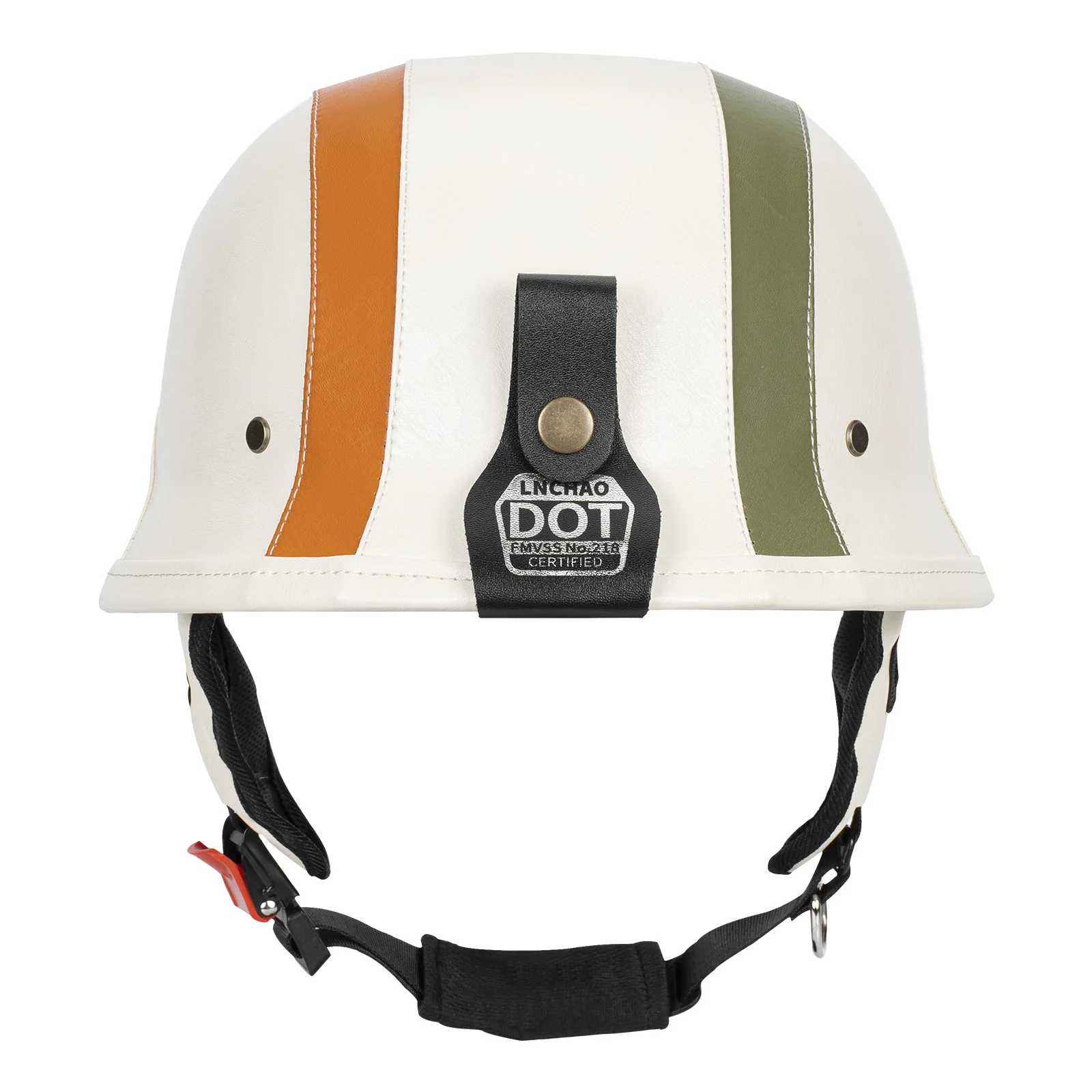 German Style M35 Leather Half-Face Motorcycle Helmet - DOT Certified