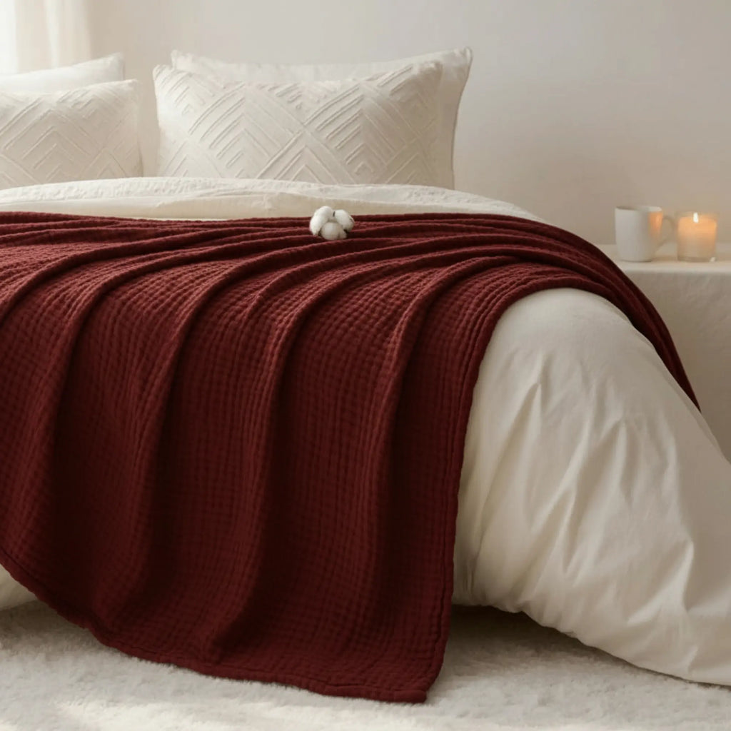 Klassische Decke mit Monogramm aus 100 % Musselin-Baumwolle