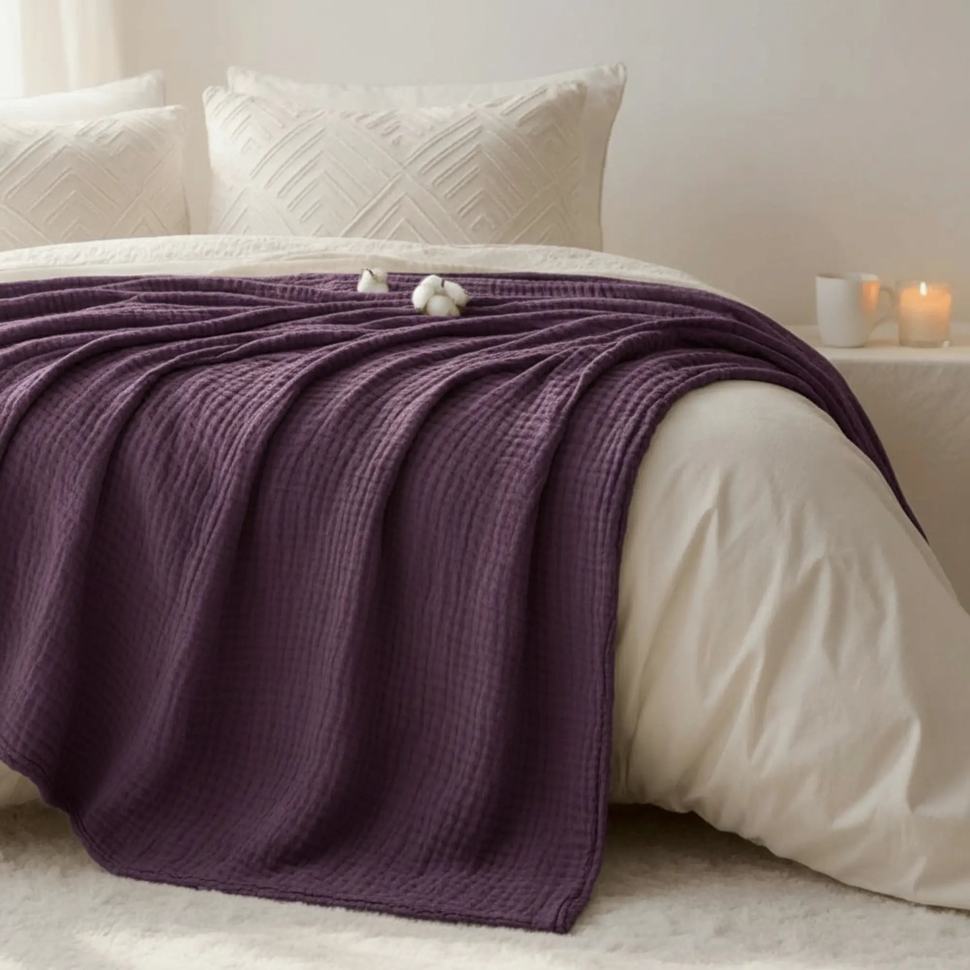 Klassische Decke mit Monogramm aus 100 % Musselin-Baumwolle