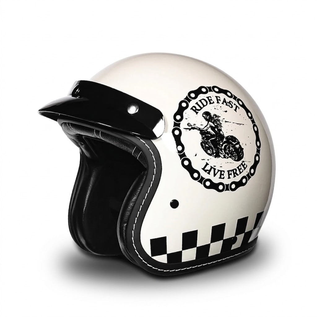 Vintage Open Face Motorcycle Helmet – All-Season Comfort & Protection - Meowbutter