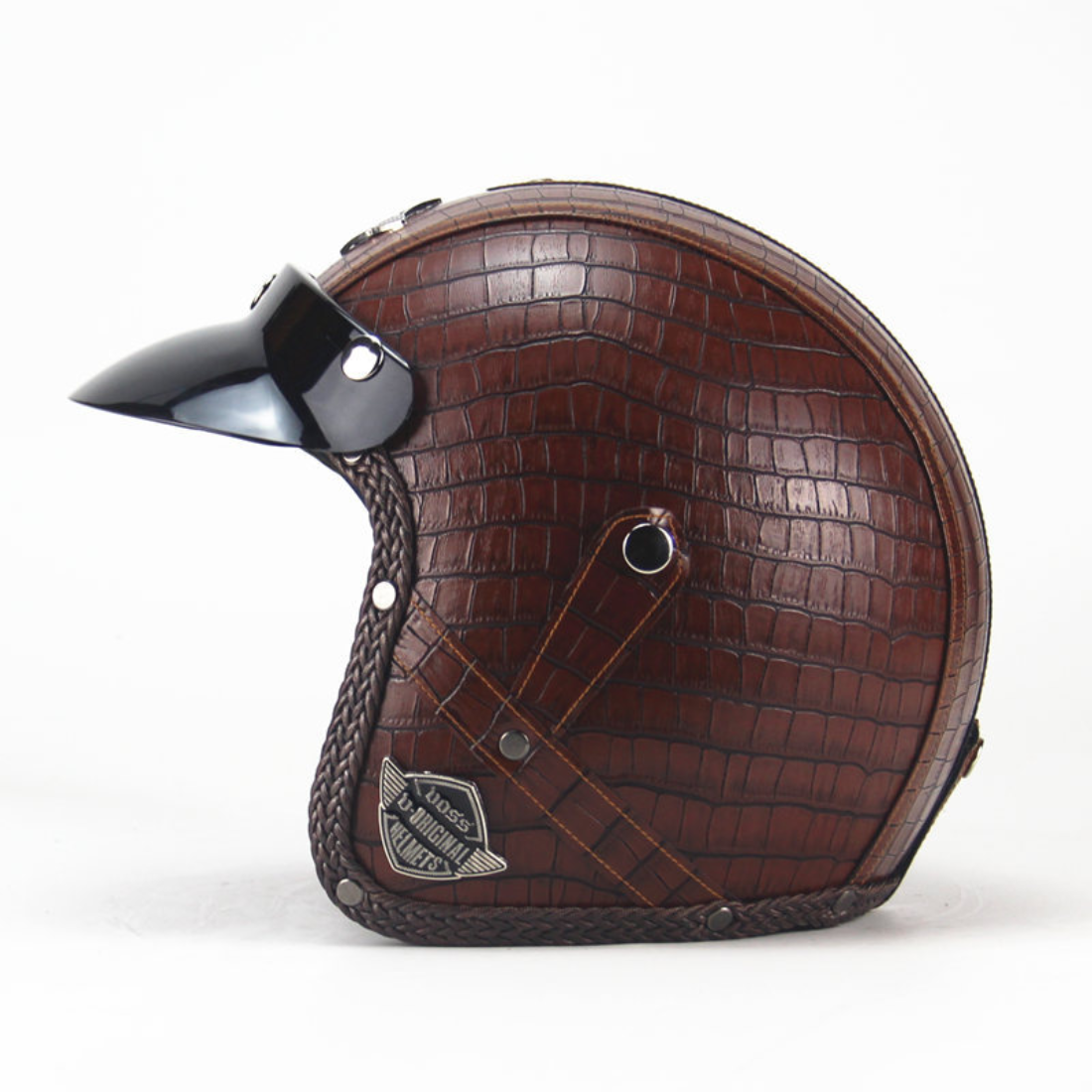 Casco Abierto de Cuero Vintage Premium - Aprobado por DOT y ECE - Meowbutter