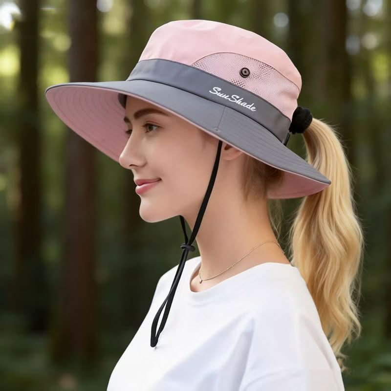 Cappello da esterno a tesa larga con design in rete traspirante | meowbutter