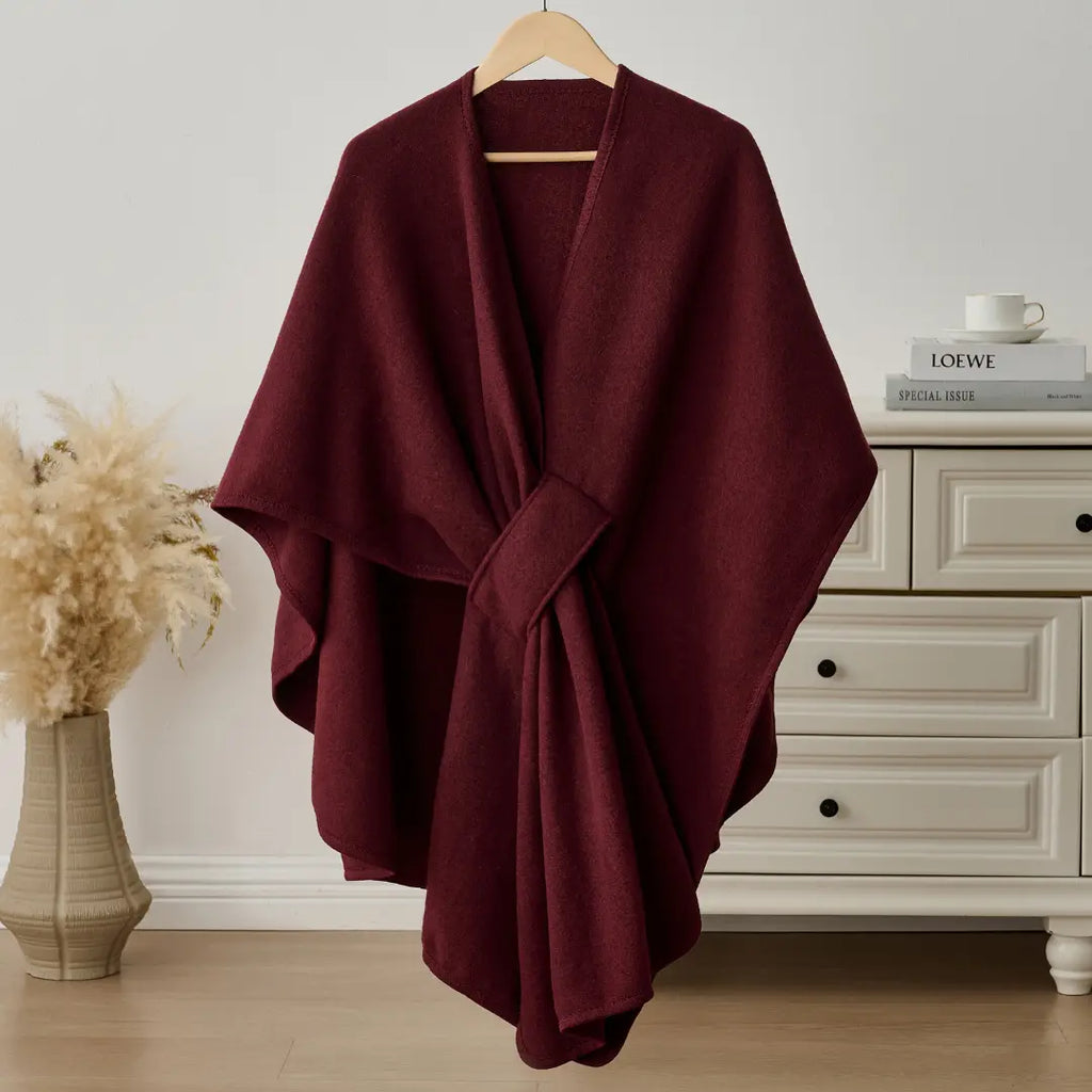 Drape Shawl Crafted From Fleece For Cozy Everyday Wear