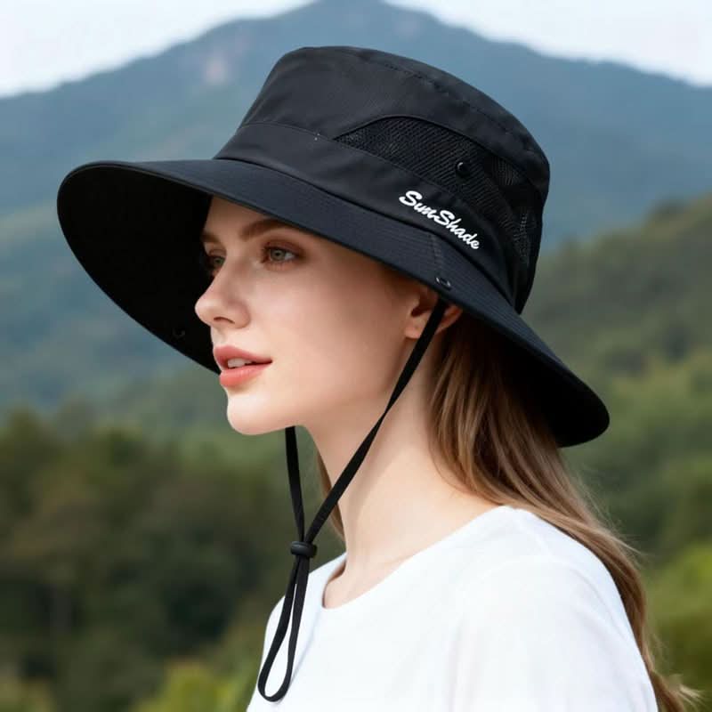 Cappello da esterno a tesa larga con design in rete traspirante | meowbutter