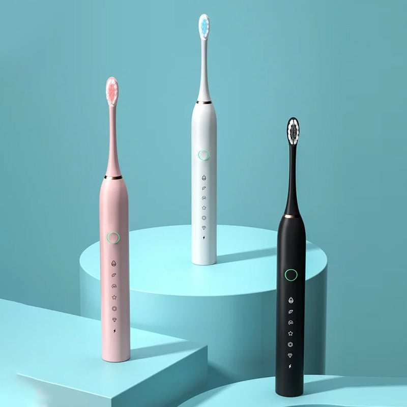Sonic Electric Toothbrush - 4 Brush Heads & Storage Box - Rechargeable Adult Design | meowbutter