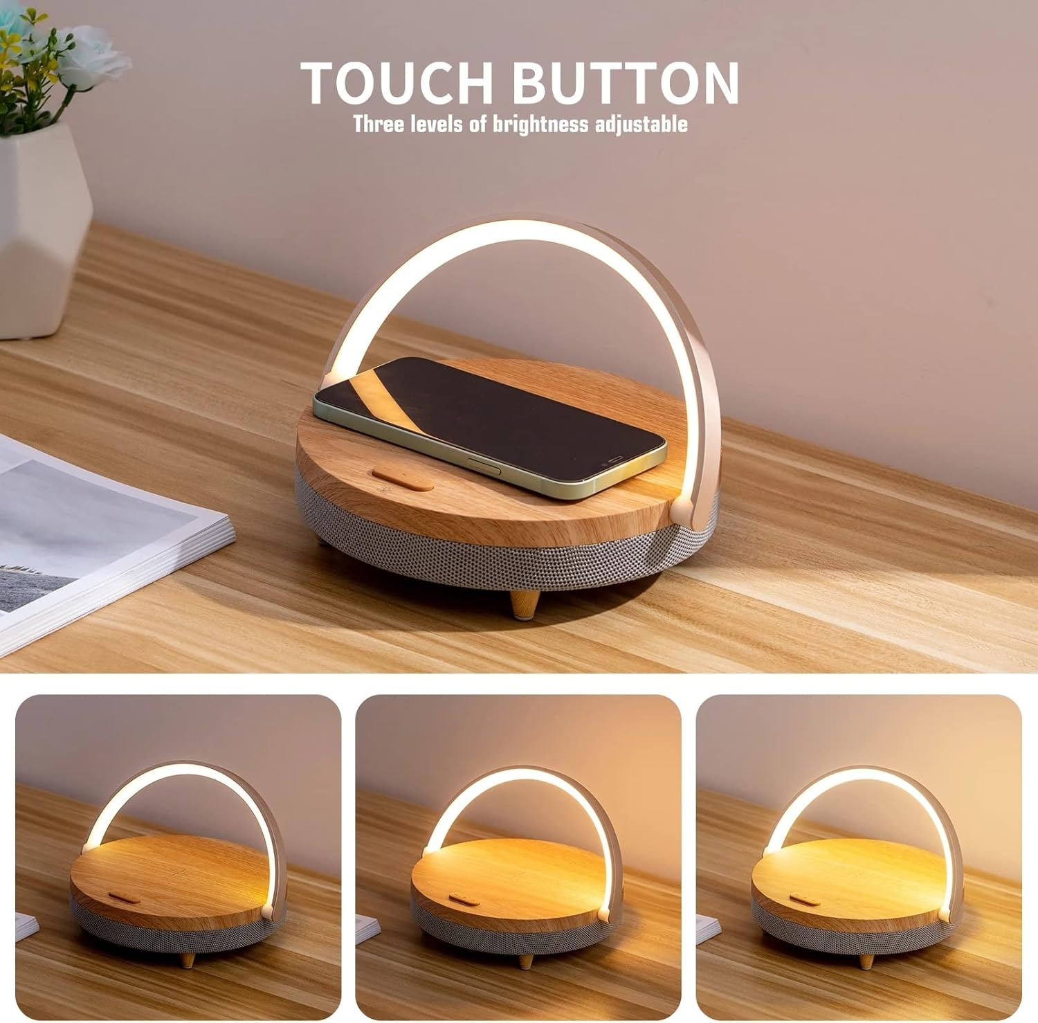 Bluetoothスピーカー＆ワイヤレス充電器付きLEDデスクランプ - Bluetooth 5.0 - 10W Qi充電 - ホワイト | meowbutter