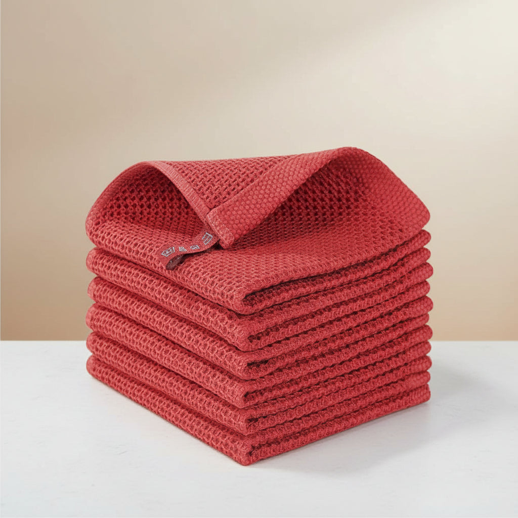Soft Cotton Dish Cloths Set Absorbent Honeycomb Waffle Weave | Meowbutter