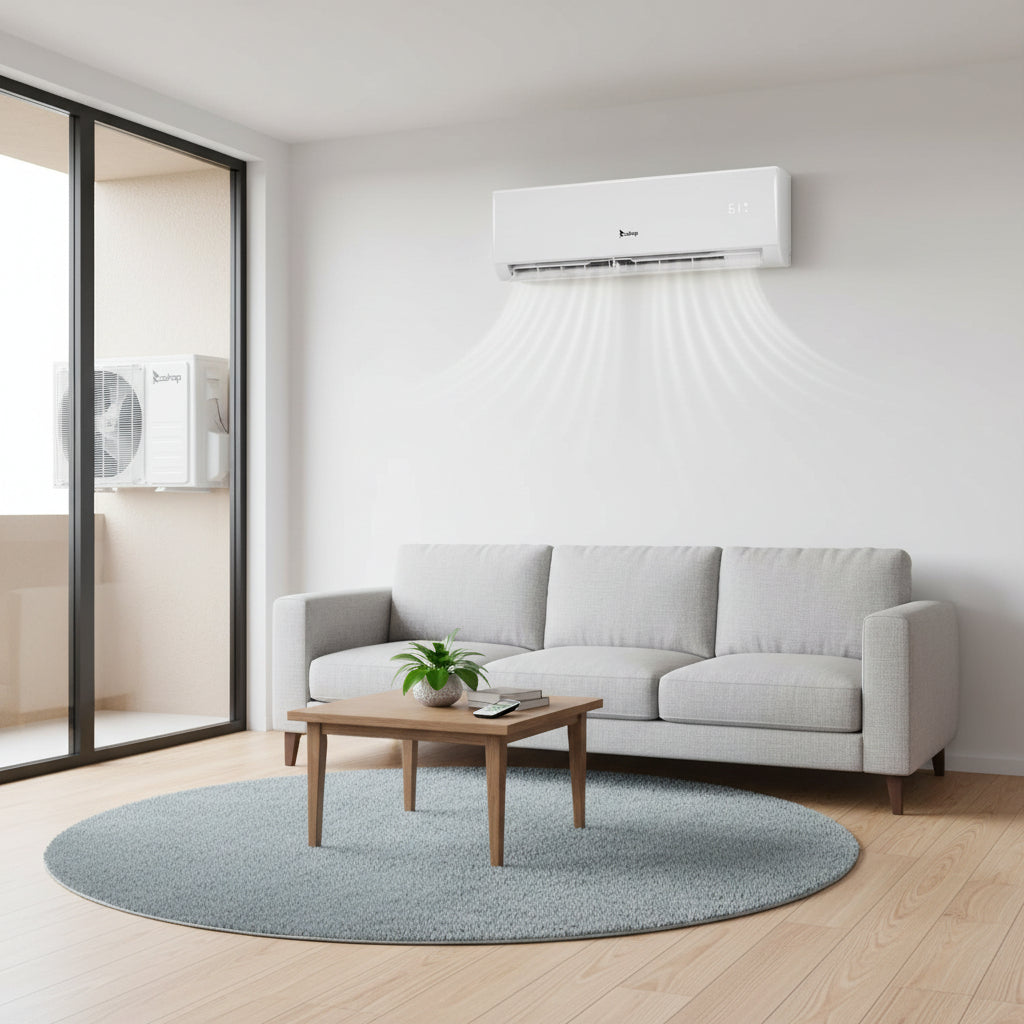 Aire acondicionado mini split portátil compacto — Refrigeración inteligente y bomba de calor