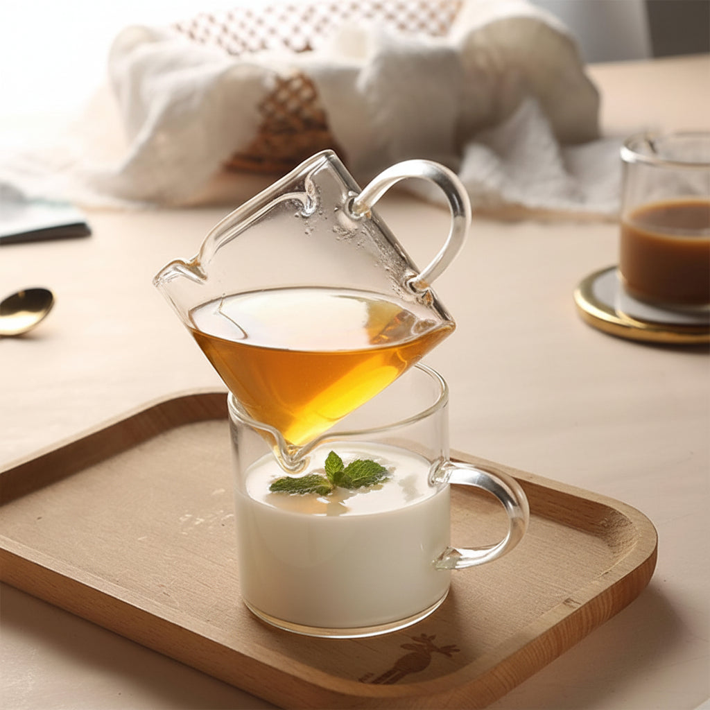 Skleněný šálek na espresso s dvojitou výlevkou, odměrka 4 oz, konvička na kávu | Meowbutter