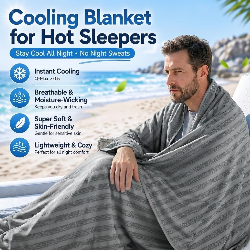 Chill Comfort Arc-Chill Cooling Blanket — 50 x 70 Inch Lightweight Portable Throw