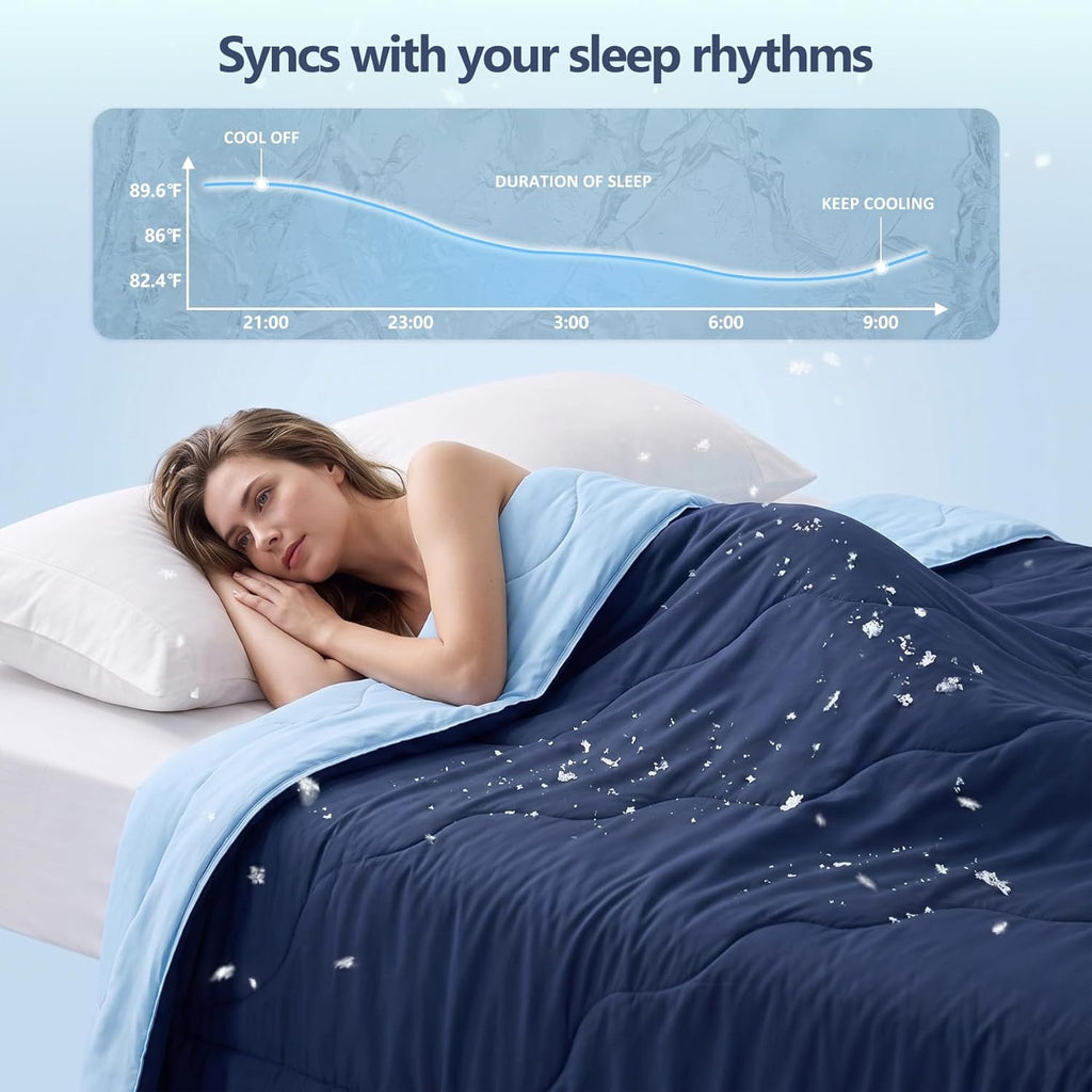 Cozy Nights Dwustronna chłodząca kołdra — rozmiar Queen, można prać w pralce, powierzchnia reagująca na chłód