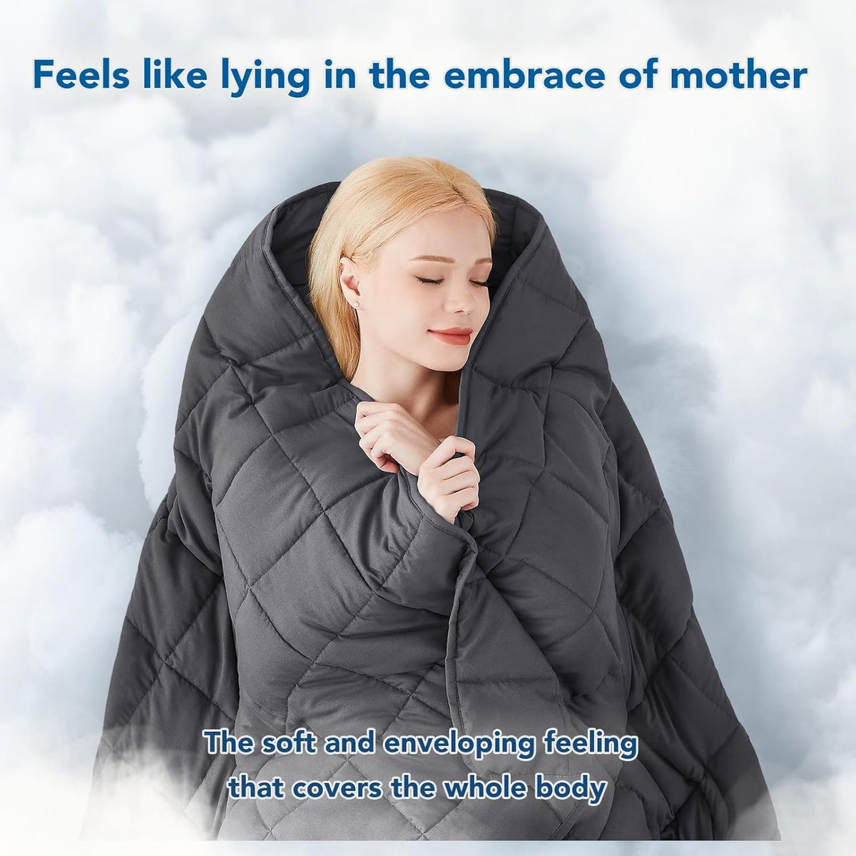 Pătură ponderată Cozy Comfort — țesătură din microfibră răcoritoare, umplutură cu reglare termică