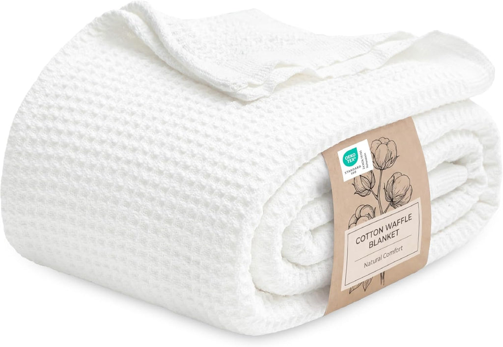 Waffelpiqué-Decke aus 100 % Baumwolle von Cozy Haven in Queensize — weiche, atmungsaktive, offen gewebte Struktur