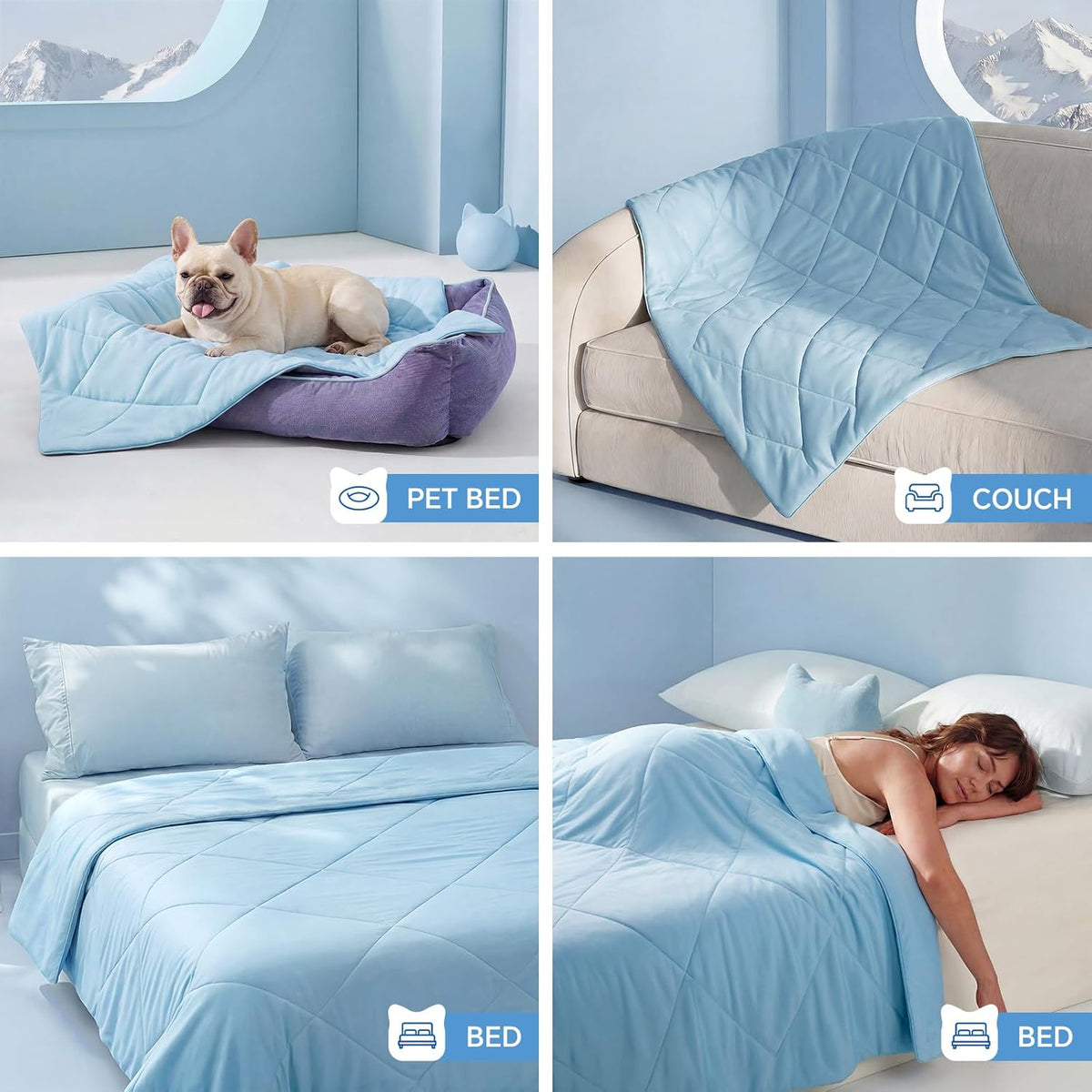 Chłodzący koc dla psa Cool Comfort — Q-Max powyżej 0.4, szybkie chłodzenie, możliwość prania