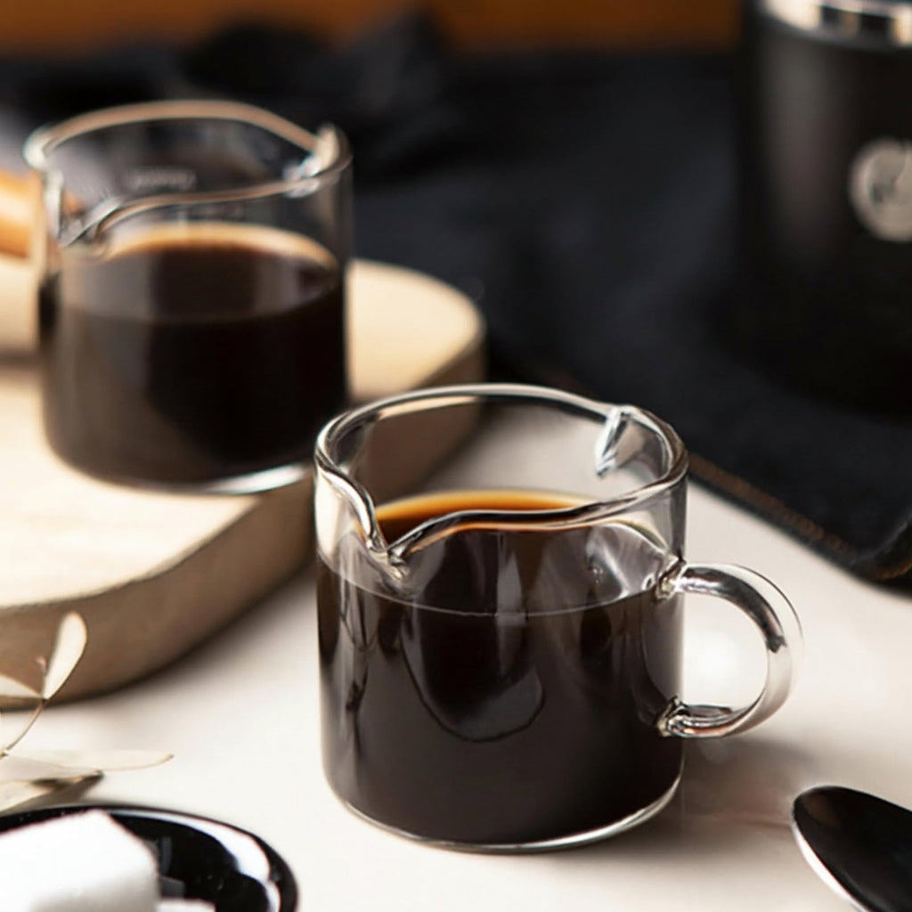Skleněný šálek na espresso s dvojitou výlevkou, odměrka 4 oz, konvička na kávu | Meowbutter