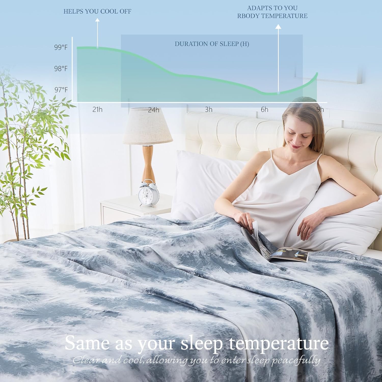 Chill Comfort Cooling Blanket — Heat-Absorbing Fabric, Temperature Regulating Layer