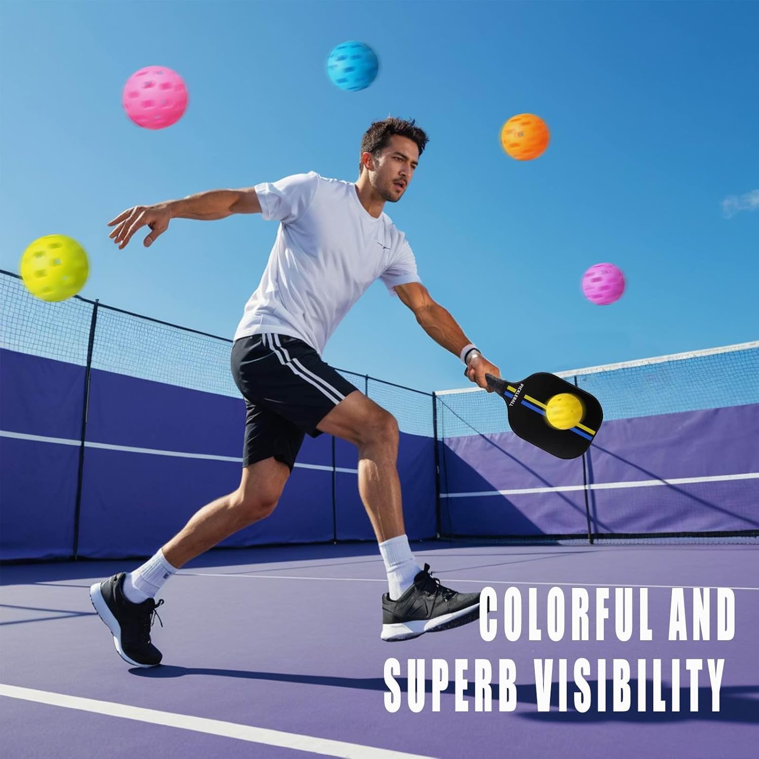 Pickleball Balls Outdoor Durable High Visibility 6 Pack Set | Meowbutter