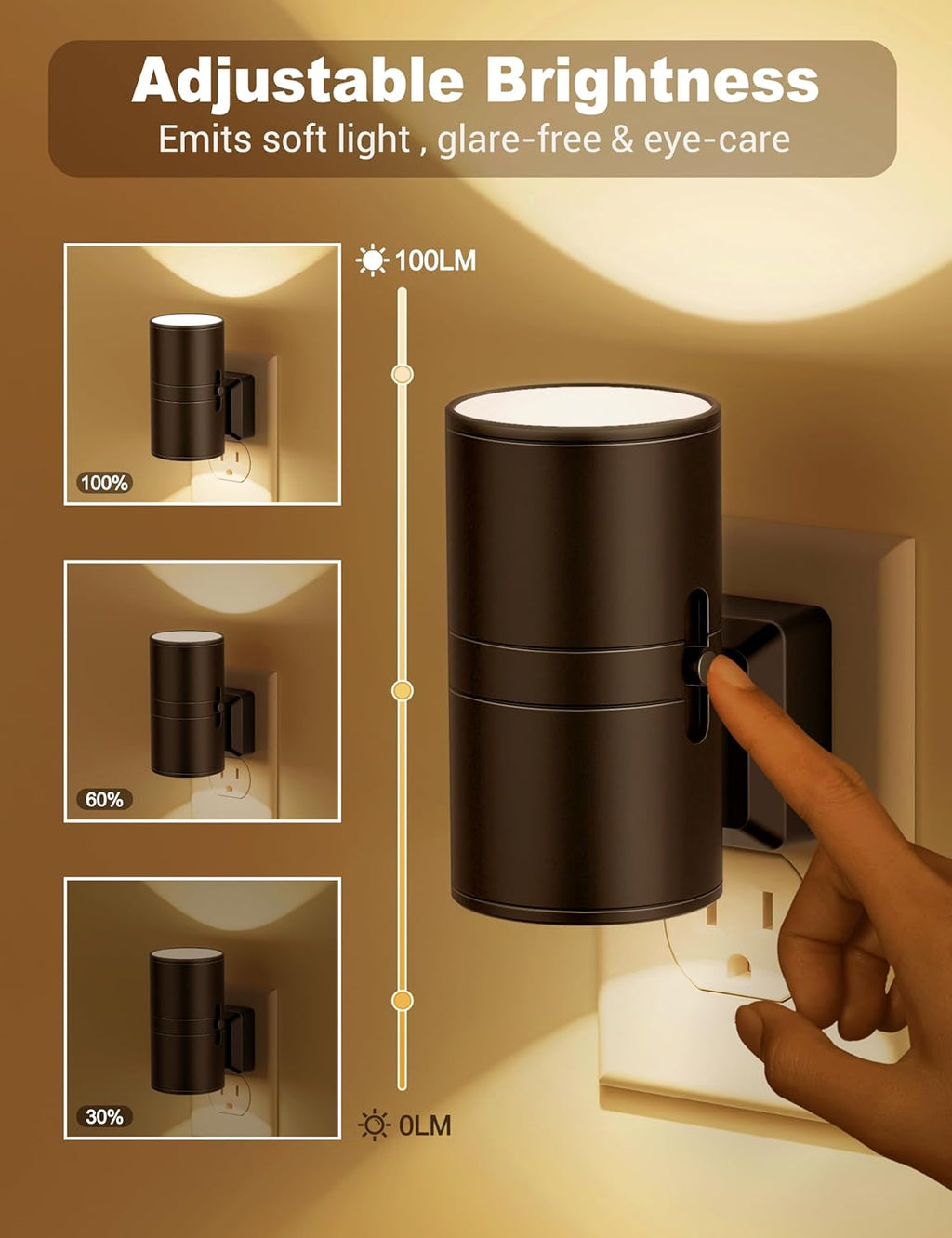 NightNova intelligente LED-Nachtleuchte – Lichtsensor zum Einstecken, stufenlos dimmbar, flaches Design