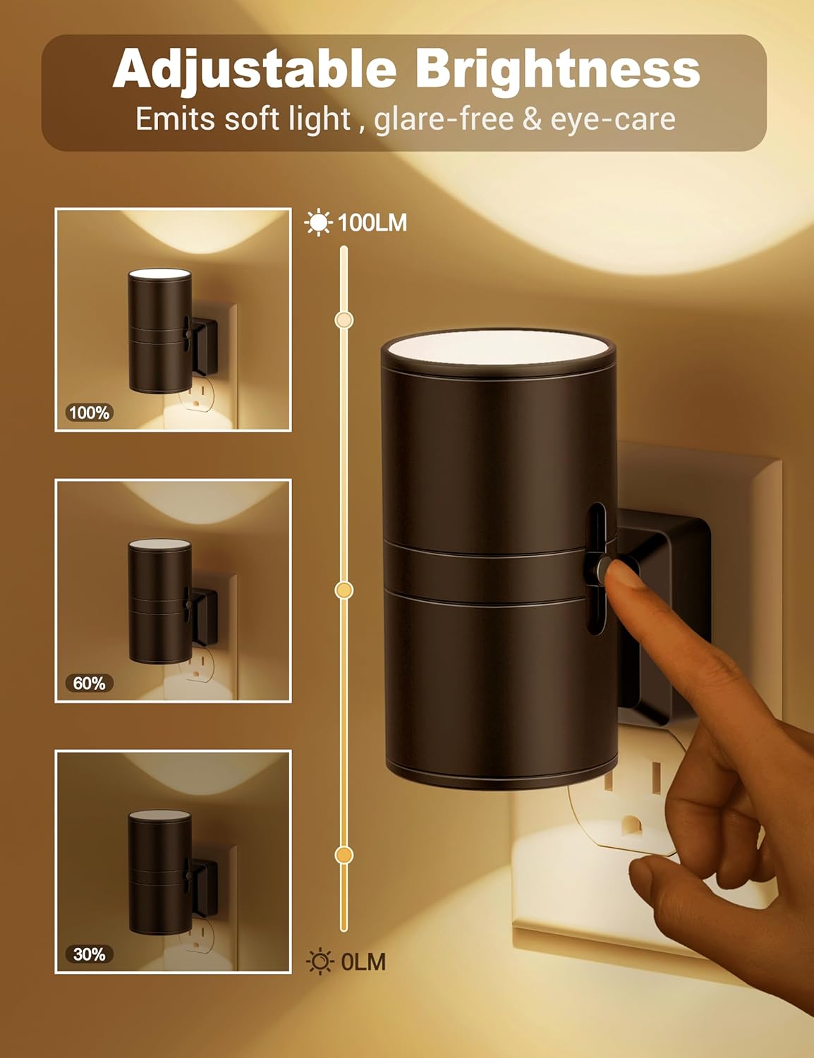 NightNova intelligente LED-Nachtleuchte – Lichtsensor zum Einstecken, stufenlos dimmbar, flaches Design