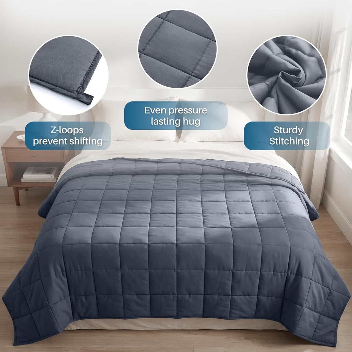 Pătură ponderată Cozy Comfort pentru adulți — husă din material respirabil și răcoritor