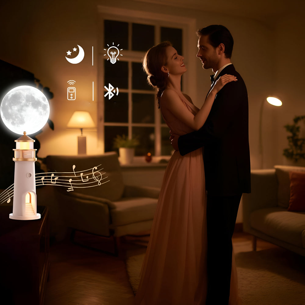 LED Lighthouse Night Light — Nautical Projection Lamp, Steady Warm Illumination