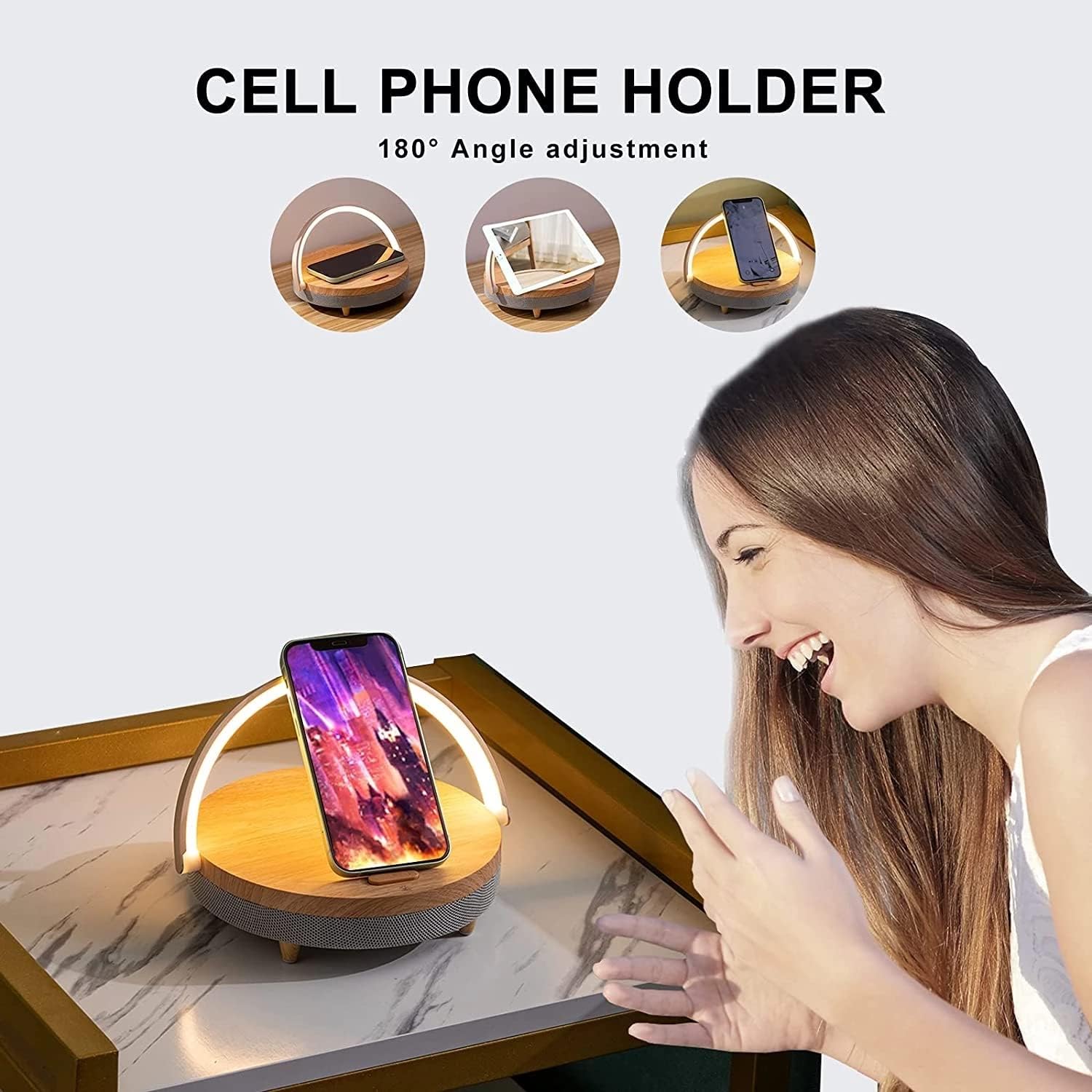 Bluetoothスピーカー＆ワイヤレス充電器付きLEDデスクランプ - Bluetooth 5.0 - 10W Qi充電 - ホワイト | meowbutter