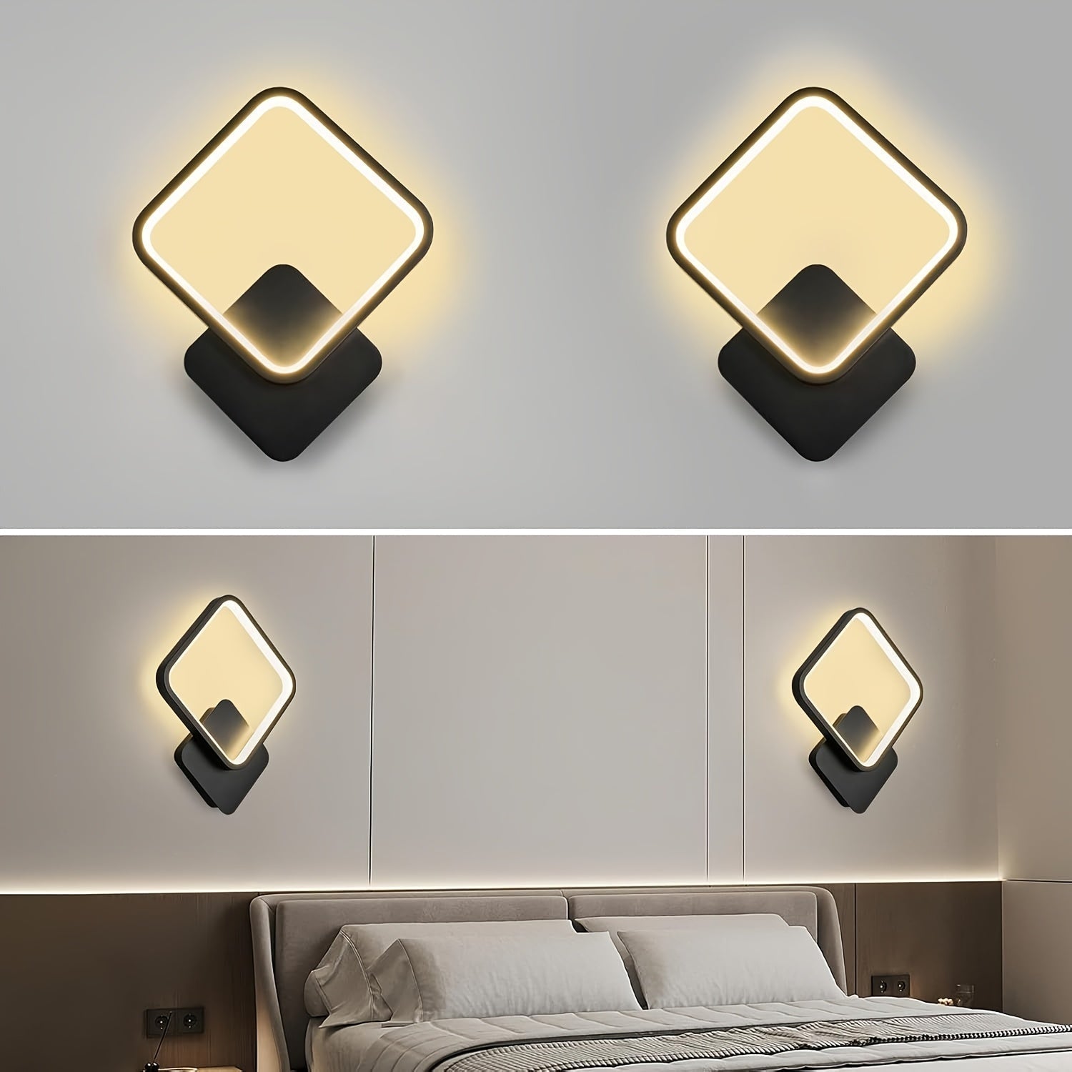 Moderne quadratische LED-Wandleuchte – Metallgehäuse, gehärtetes Acryl, 14W, 25x29cm