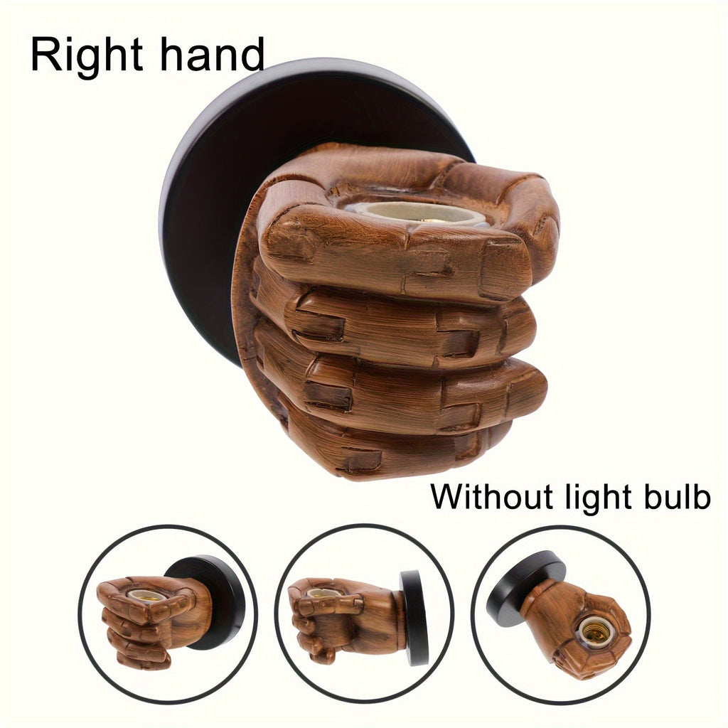 Industrial Resin Hand-Shaped Wall Light — E26 Base & Palm Sculpture
