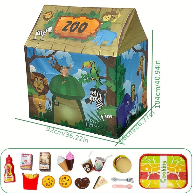 Dětský stan Safari Jungle - design s motivem zvířat - dětský vnitřní domeček | meowbutter