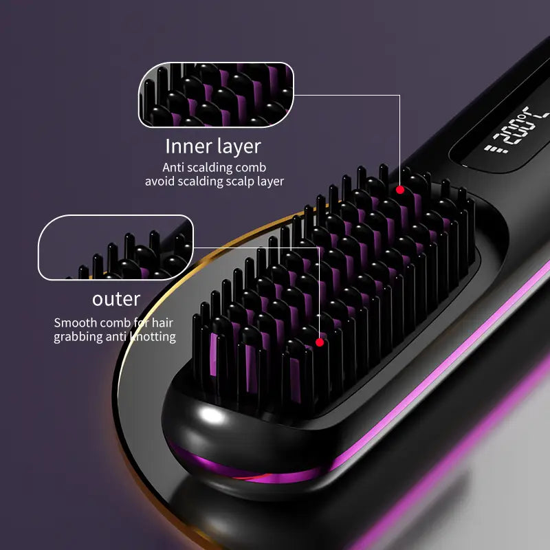 Tragbare Haarstyling-Bürste – kabelloses, wiederaufladbares Design – glattes Styling-Werkzeug | meowbutter