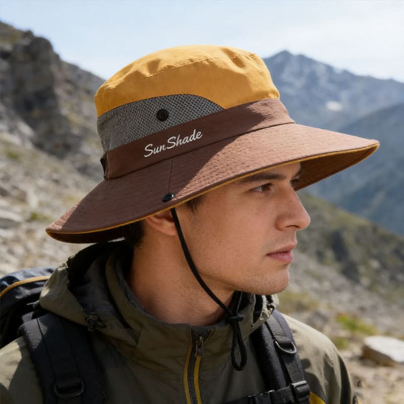 Cappello da esterno a tesa larga con design in rete traspirante | meowbutter