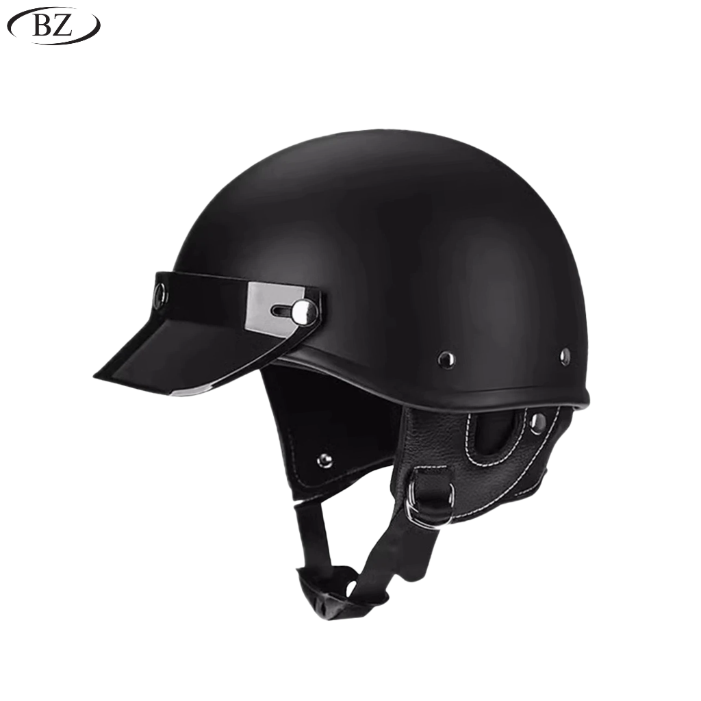 Premium Vintage Half Helmet – DOT & ECE Approved Motorcycle Helmet with Visor - Meowbutter