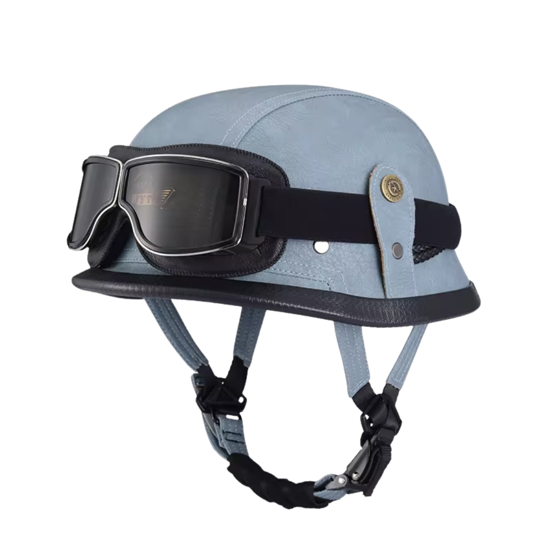 Casco de media cara para motocicleta de cuero alemán retro - Certificación DOT - Meowbutter