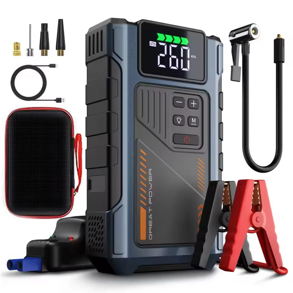 3000A Portable Jump Starter with Air Compressor – 12V Battery Booster & 150 PSI Tire Inflator | meowbutter