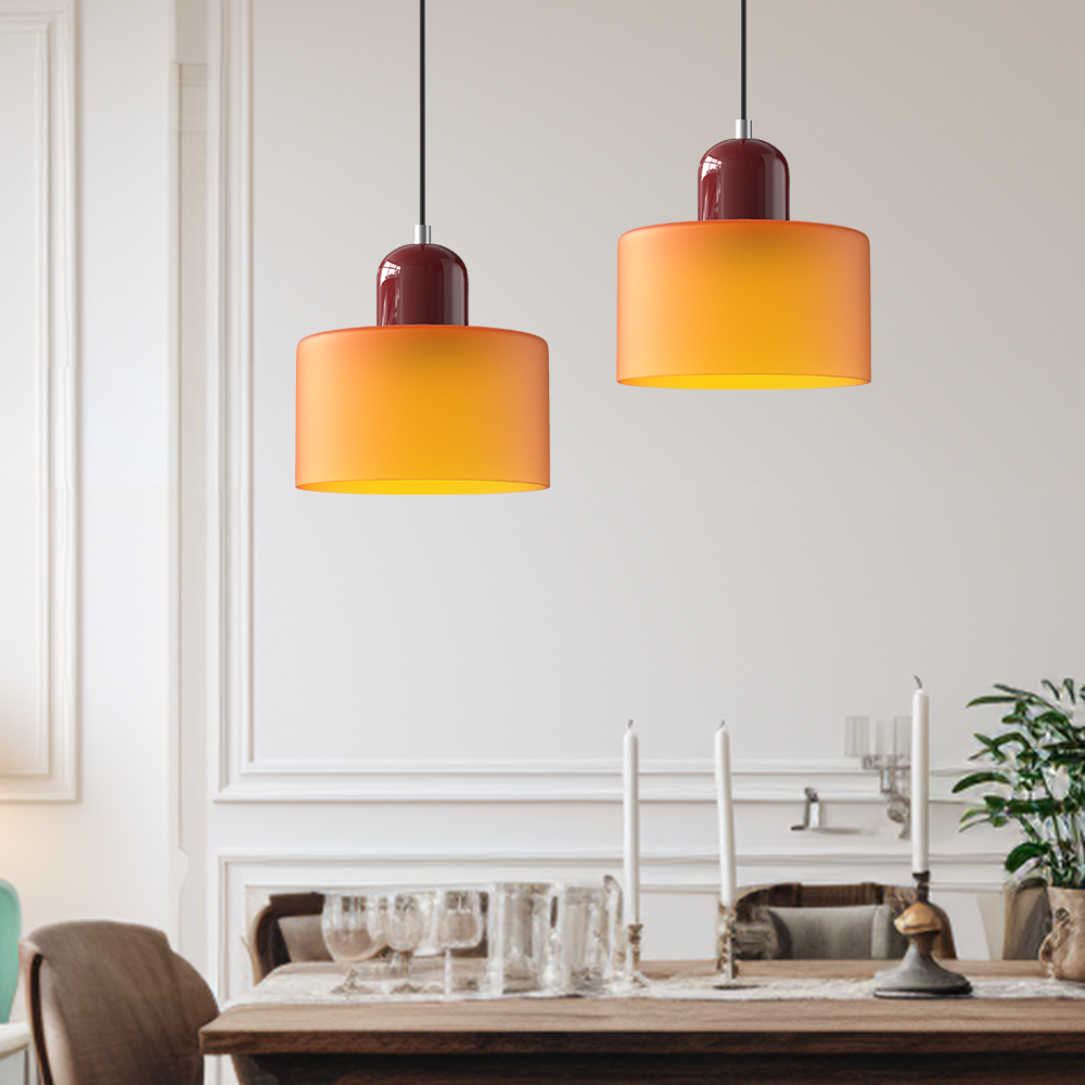 Bauhaus Glass Pendant Light — Vibrant Modernist Colored Shade