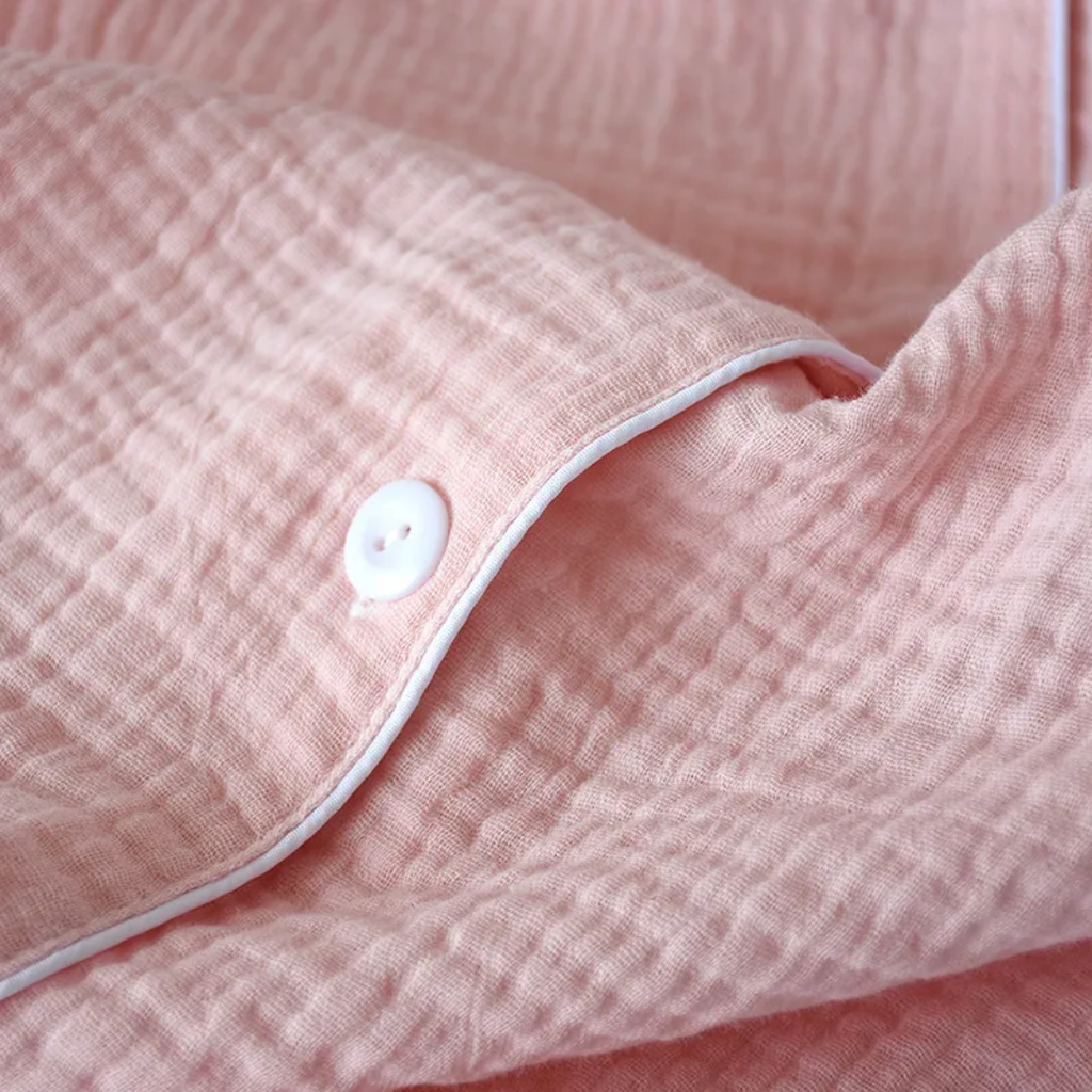 Muslin bomuld pyjamasæt med lange ærmer og bukser