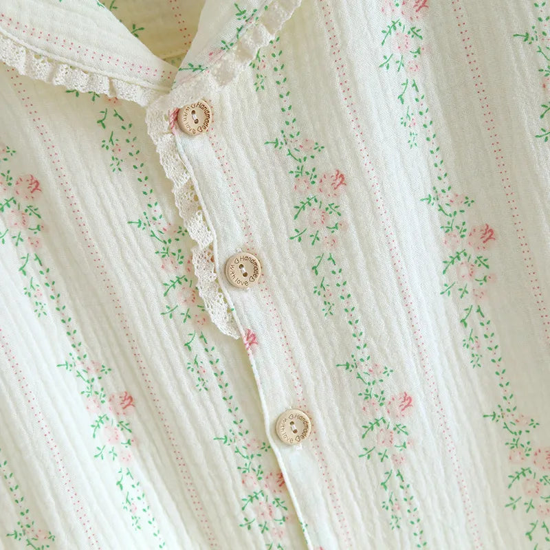 The Short Bloom Short Sleeve Pajama Set In Muslin Cotton