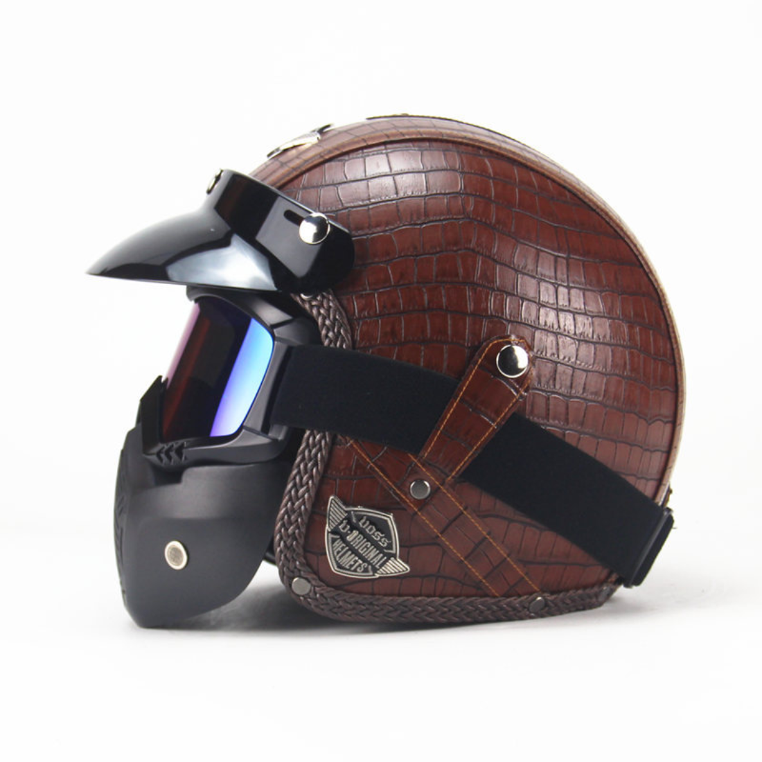 Casco Abierto de Cuero Vintage Premium - Aprobado por DOT y ECE - Meowbutter
