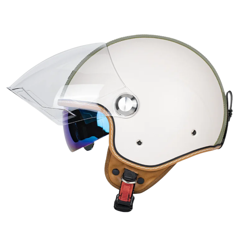 Casco Retro Jet 3/4 – Cara Abierta con Doble Visera Aprobado DOT/ECE - Meowbutter