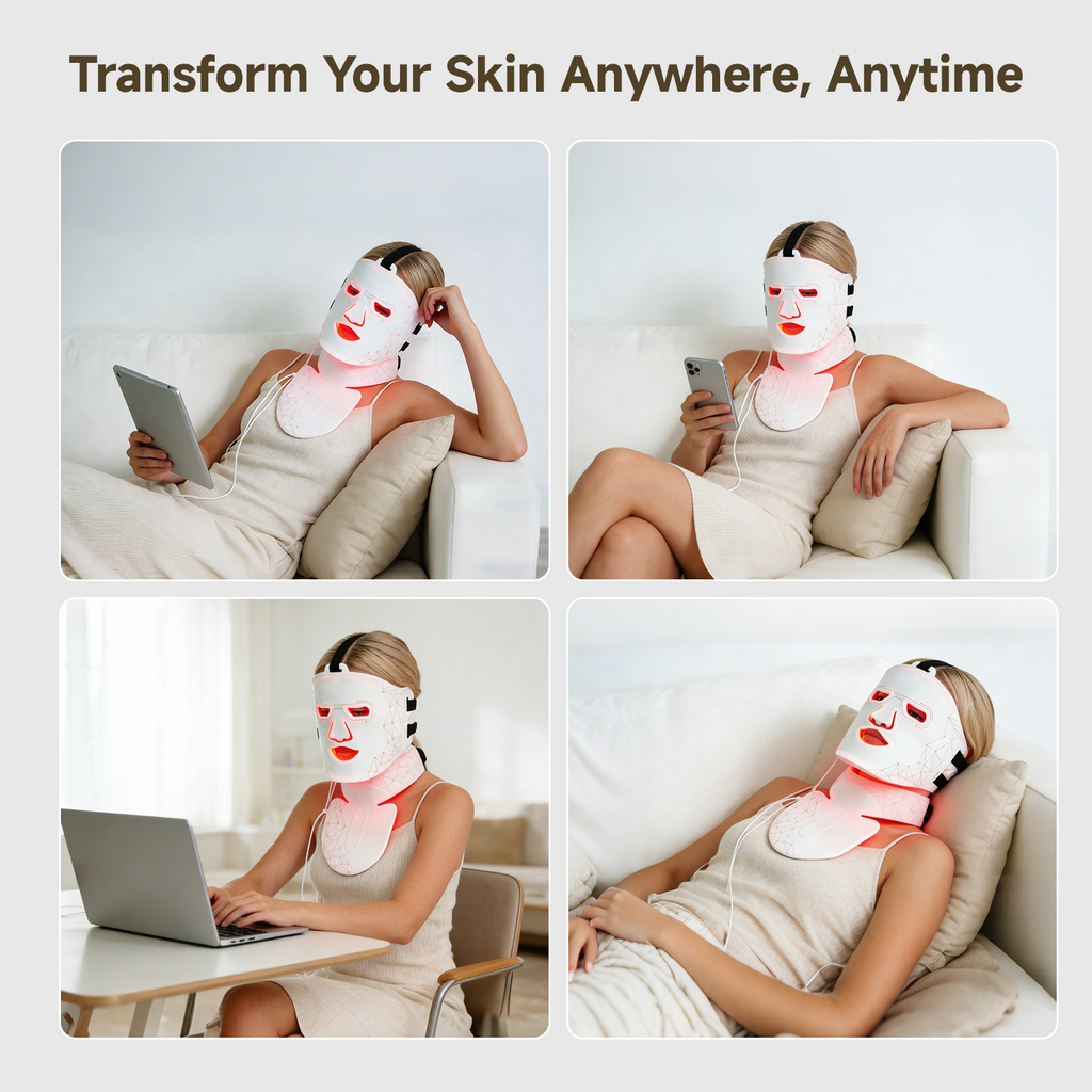 LED Face & Neck Mask for Fine Lines, Redness, and Daily Skin Renewal