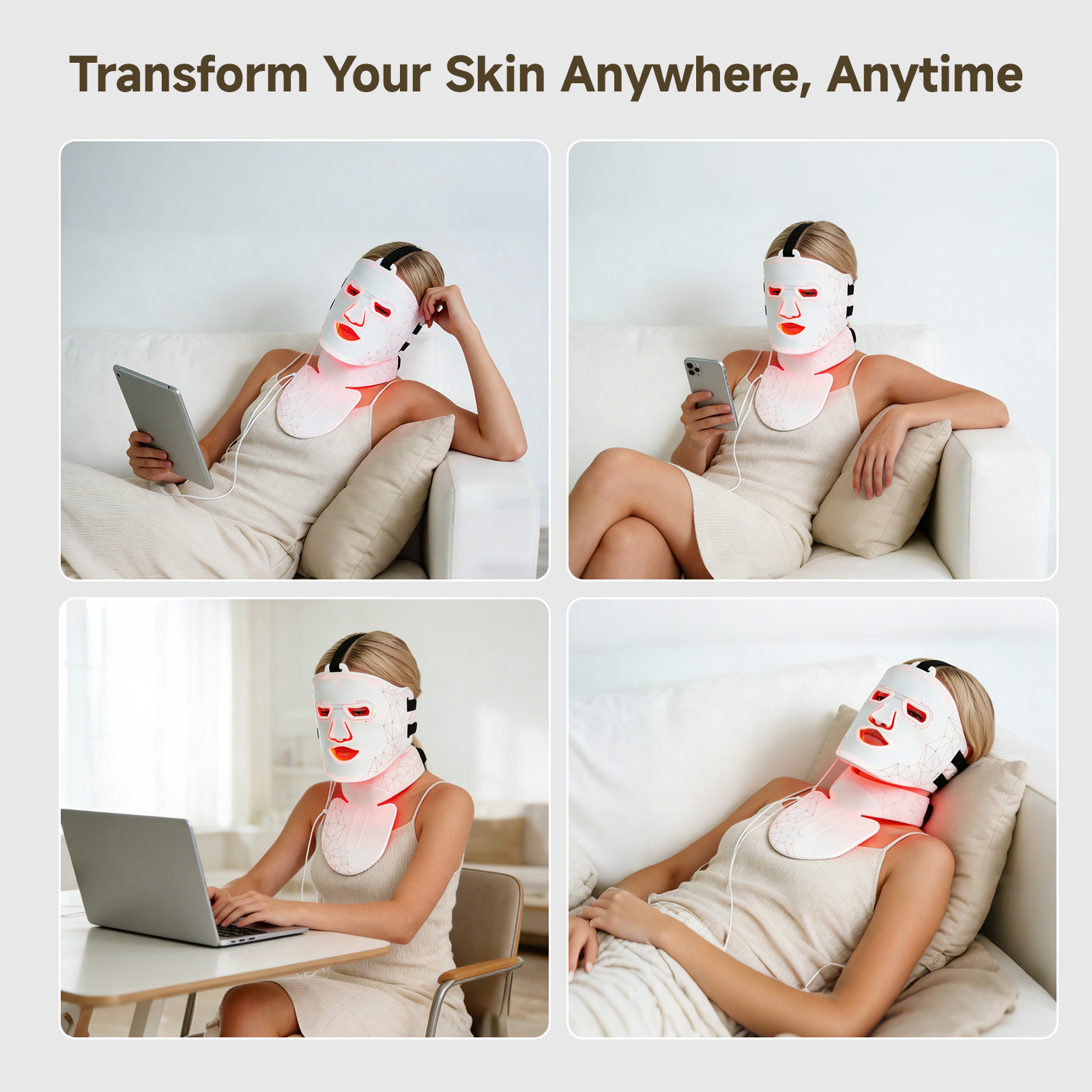 LED Face & Neck Mask for Fine Lines, Redness, and Daily Skin Renewal