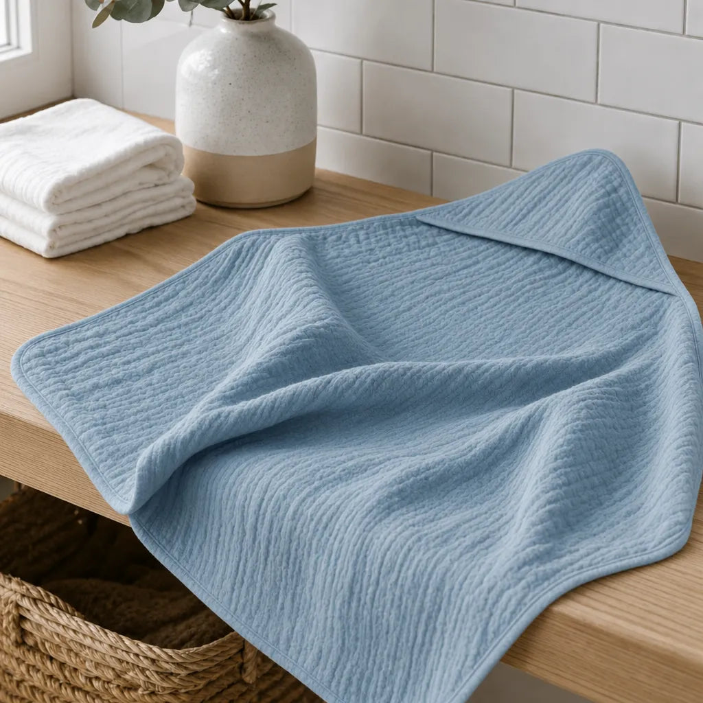 The Fleece Company hætteklæde i muslin til baby til badetid