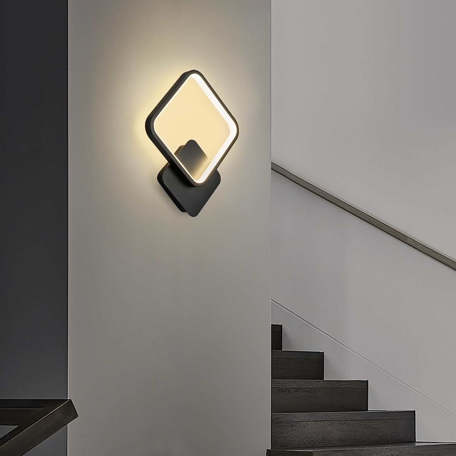 Moderne quadratische LED-Wandleuchte – Metallgehäuse, gehärtetes Acryl, 14W, 25x29cm