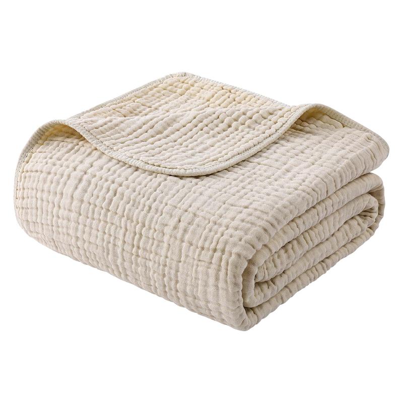 Klassische Decke mit Monogramm aus 100 % Musselin-Baumwolle