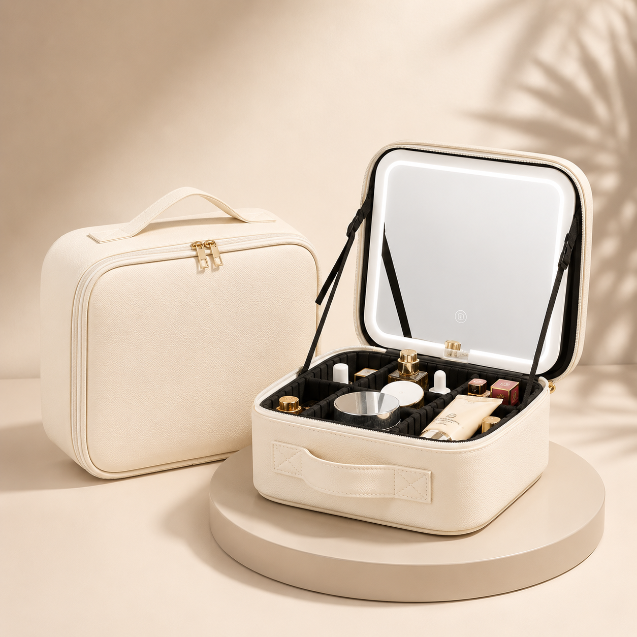 Makeup-etui Rejse Kosmetik Organizer Mors Dag LED-spejl Box | Meowbutter